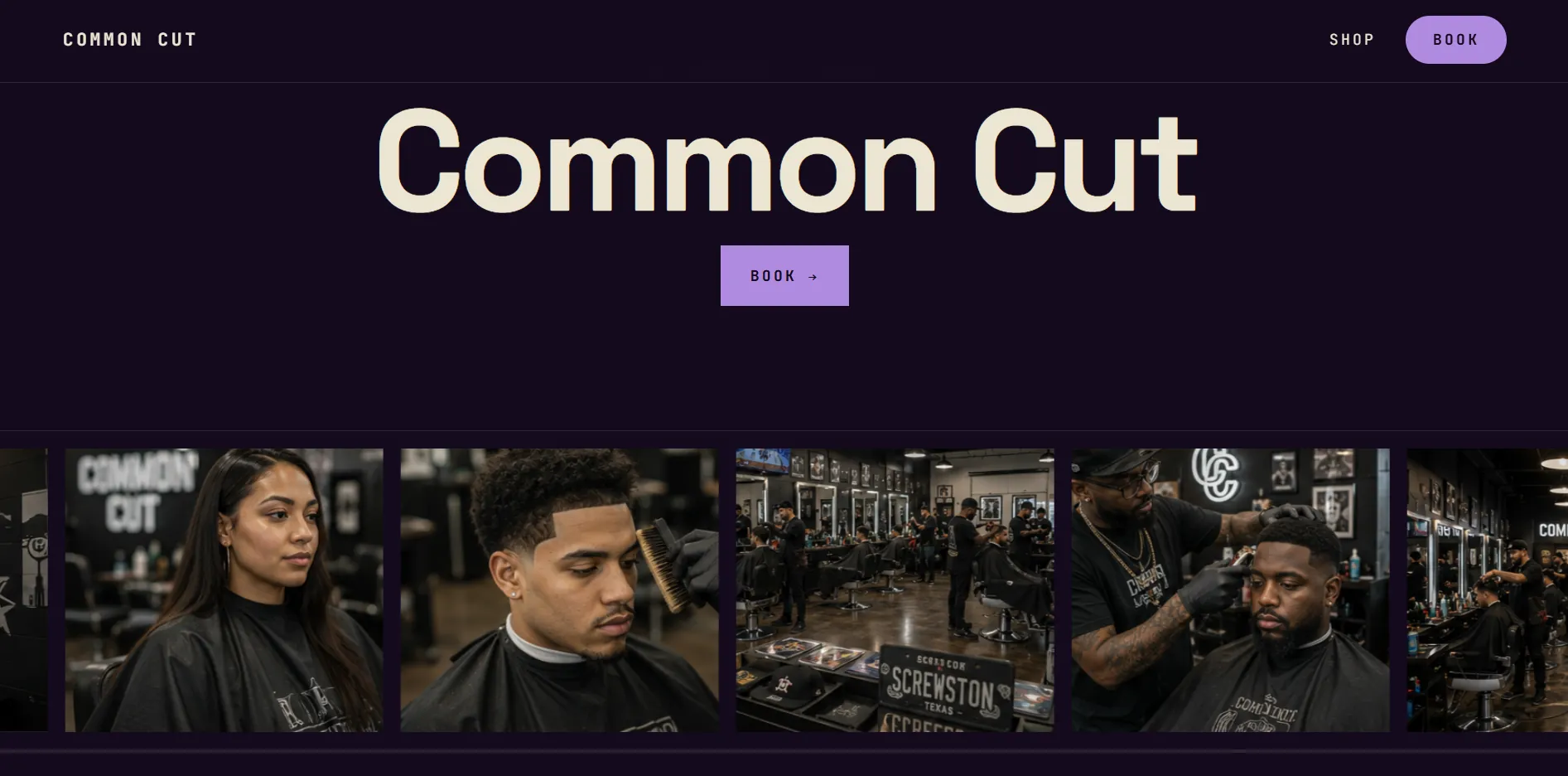Common Cut barbershop Houston website