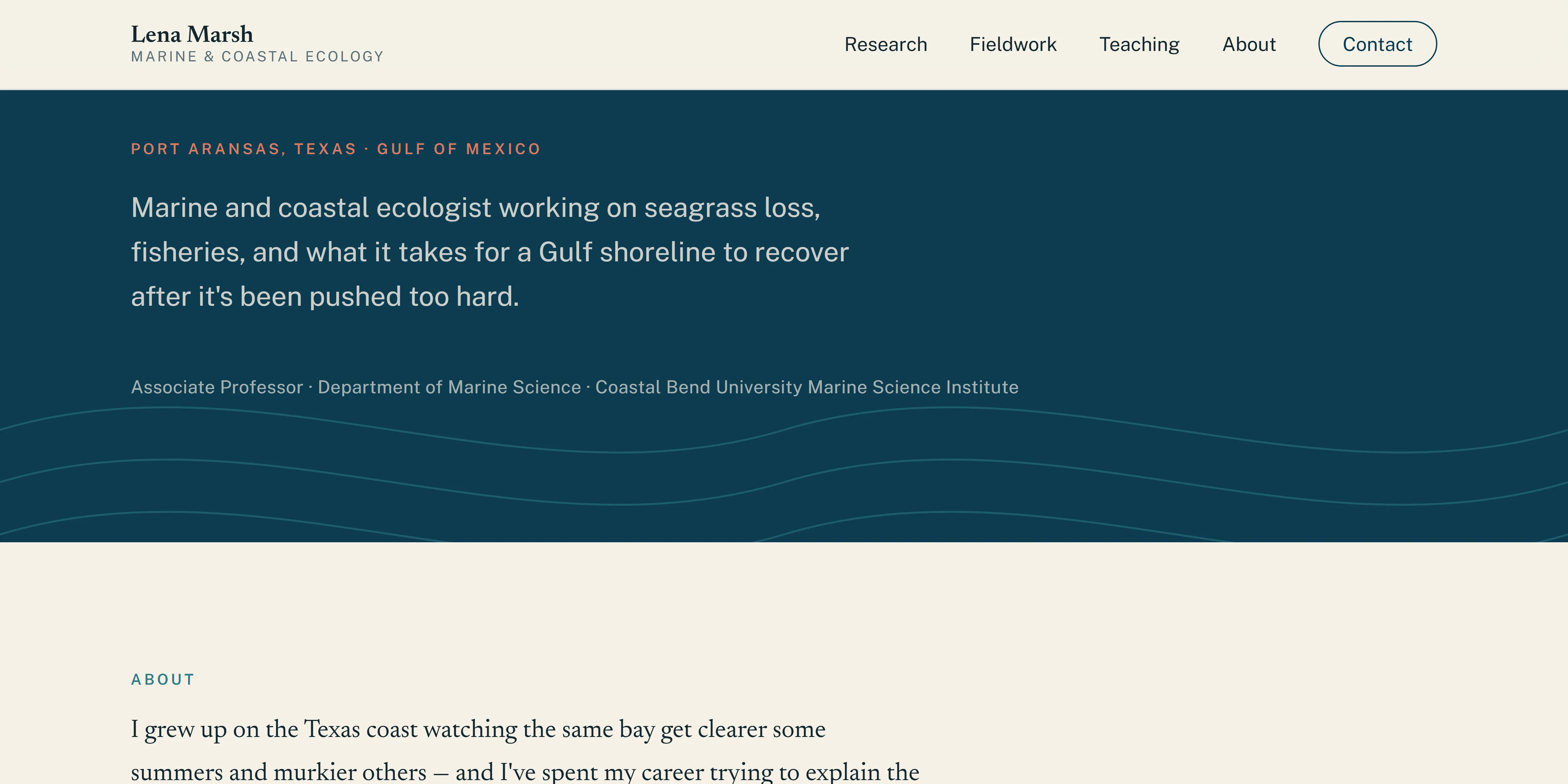Dr. Lena Marsh marine and coastal ecology faculty website