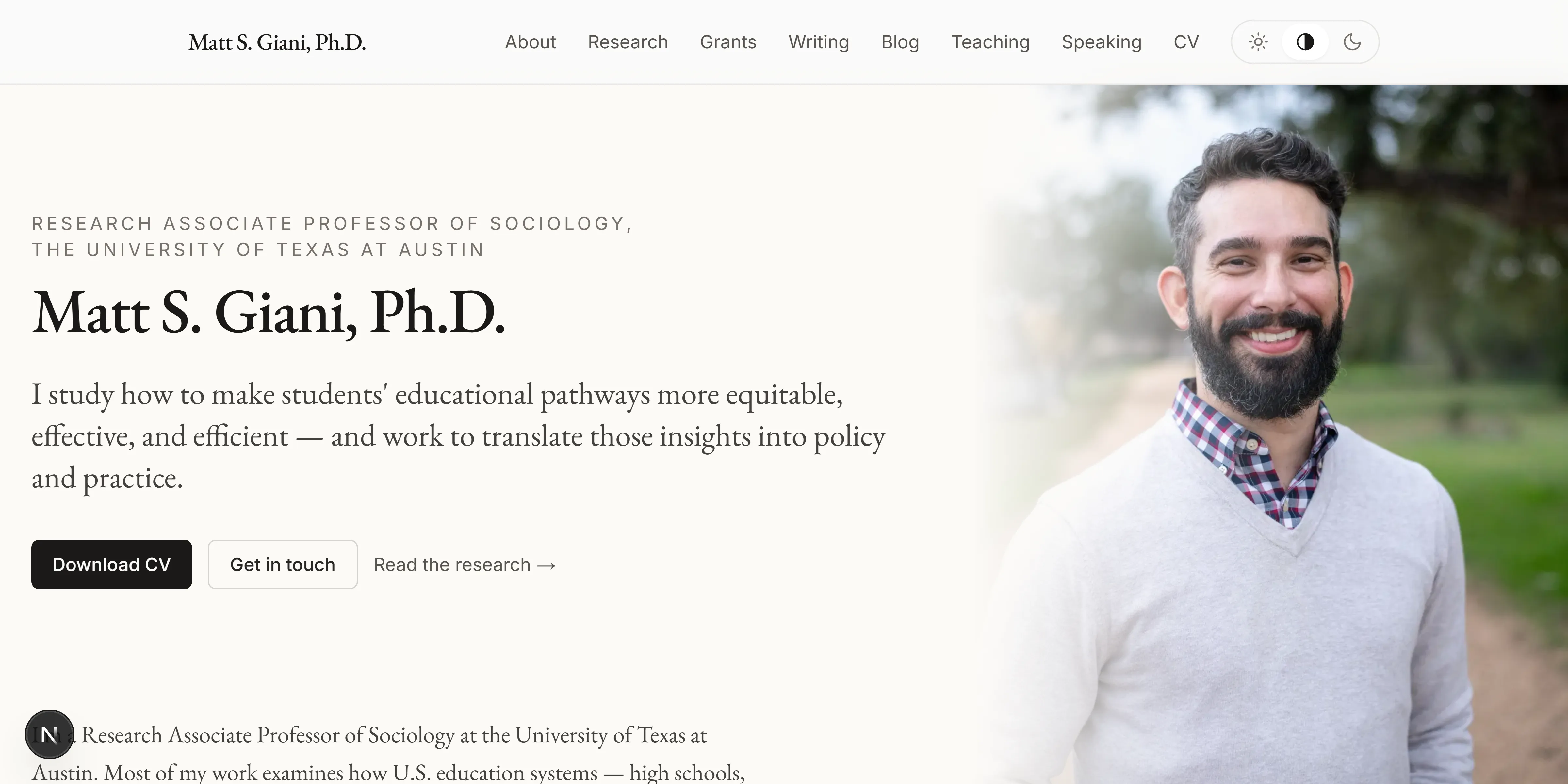 Dr. Matt S. Giani sociology faculty website