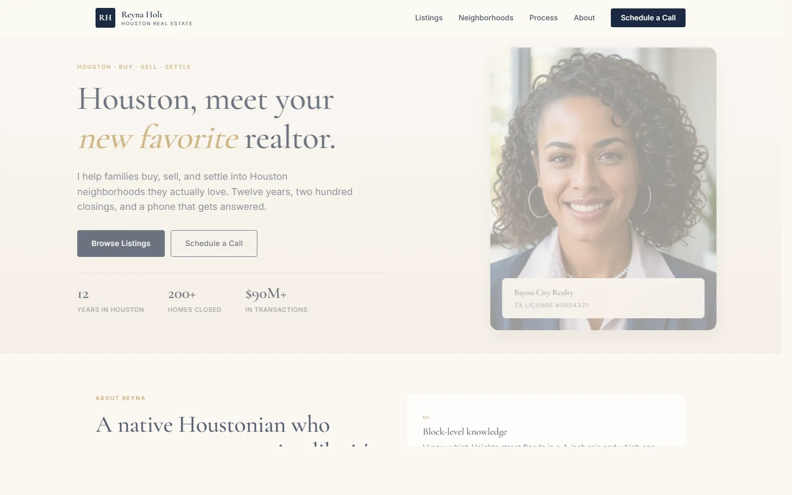Reyna Holt Houston real estate website